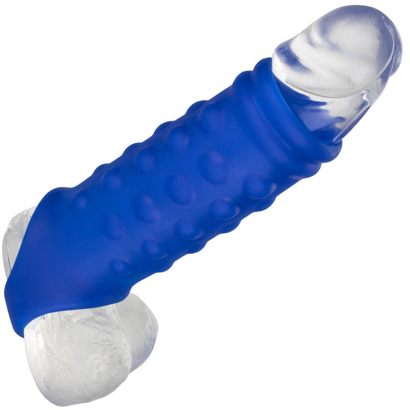 CALEXOTICS - ADMIRALSKI POKROVČEK ZA PENIS S KROGLICAMI TEKOČI SILIKON MODRI