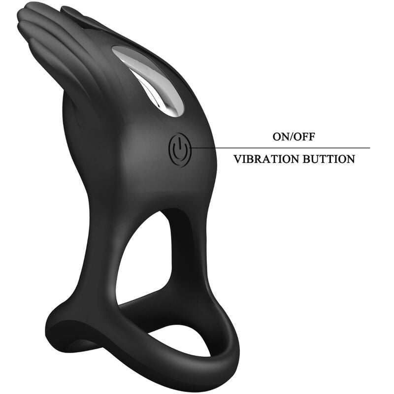 PRETTY LOVE - SILAS VIBRANT PENIS RING 7 VIBRACIJ ČRN SILIKON