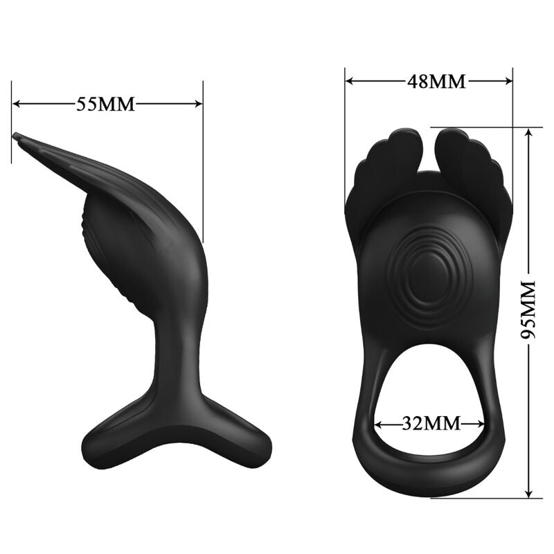 PRETTY LOVE - SILAS VIBRANT PENIS RING 7 VIBRACIJ ČRN SILIKON