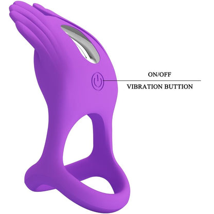 PRETTY LOVE - SILAS VIBRANT PENIS RING 7 VIBRACIJ VIJOLIČNI SILIKON