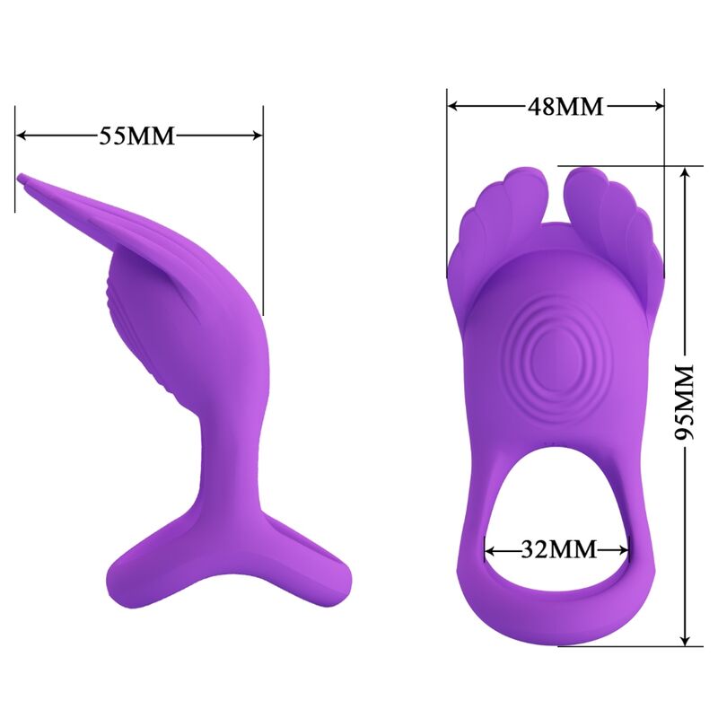 PRETTY LOVE - SILAS VIBRANT PENIS RING 7 VIBRACIJ VIJOLIČNI SILIKON