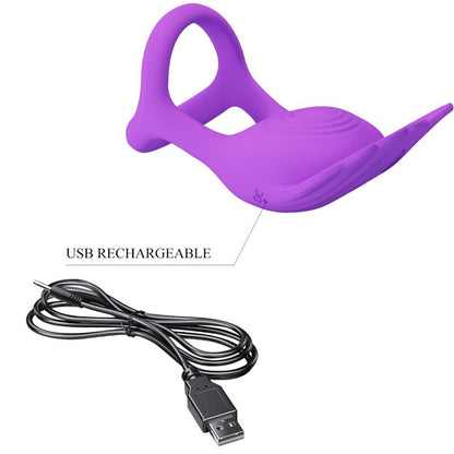 PRETTY LOVE - SILAS VIBRANT PENIS RING 7 VIBRACIJ VIJOLIČNI SILIKON