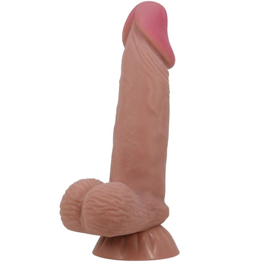 PRETTY LOVE - SERIJA DRSNIH KOŽ REALISTIČNI DILDO Z DRSNO RJAVO KOŽO PRISESEK 19,4 CM