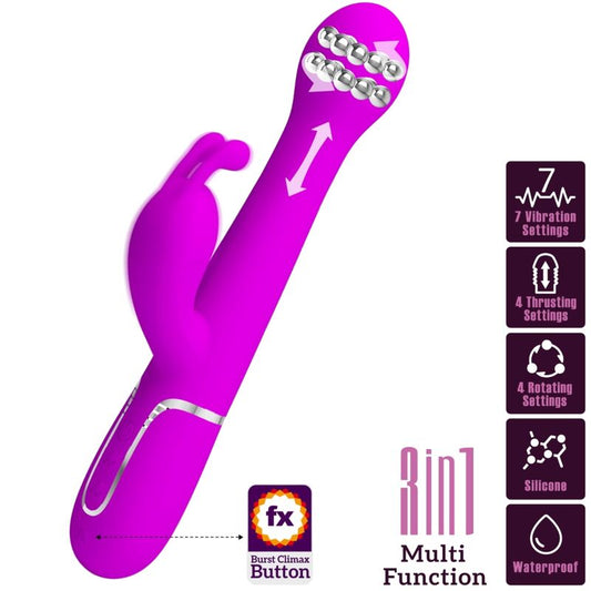 PRETTY LOVE - DEJON RABBIT VIBRATOR 3 V 1 VEČNAMENSKI VIJOLIČNI