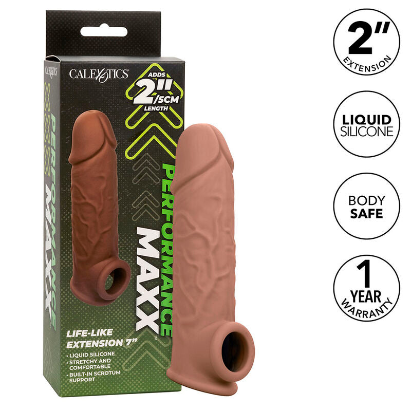 CALEXOTICS - PERFORMANCE MAXX LIFE-LIKE PODALJŠEK 7 RJAVA KOŽA