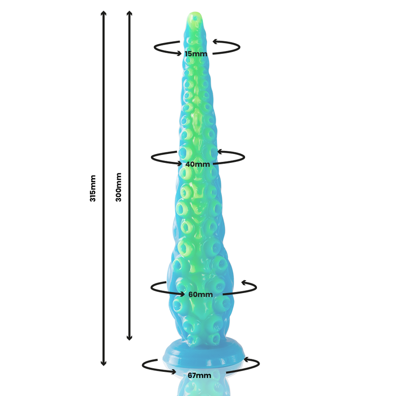 EPIC - SCYLLA FLUORESCENČNI TANEK ŠČEGETAVČEK DILDO VELIKE VELIKOSTI