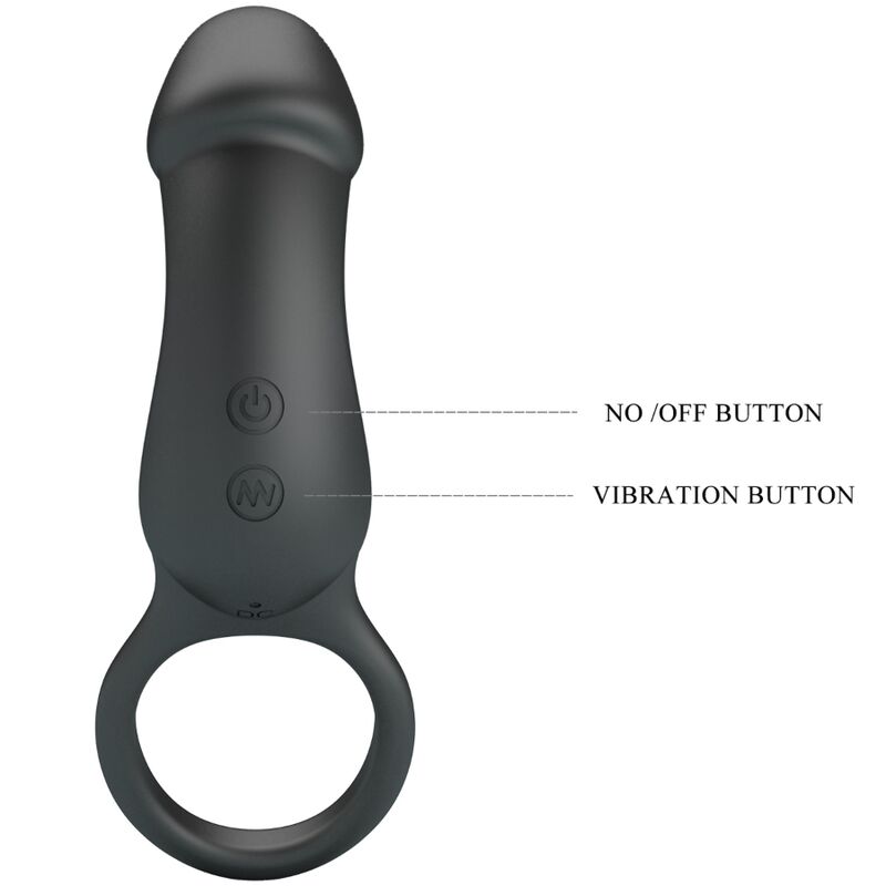 Vibracijski obroček za penis Pretty Love - Trae, črna