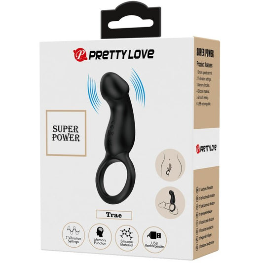 Vibracijski obroček za penis Pretty Love - Trae, črna