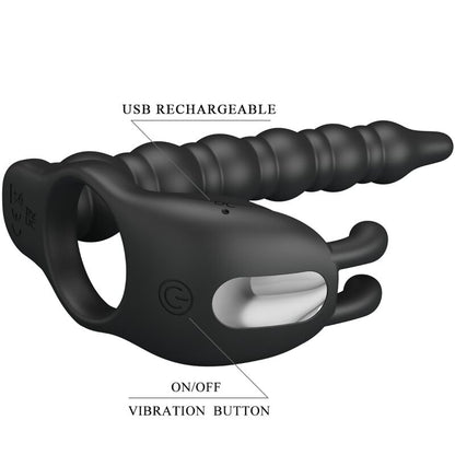 Analni vibrator z obročkom Pretty Love - Blackney, črna