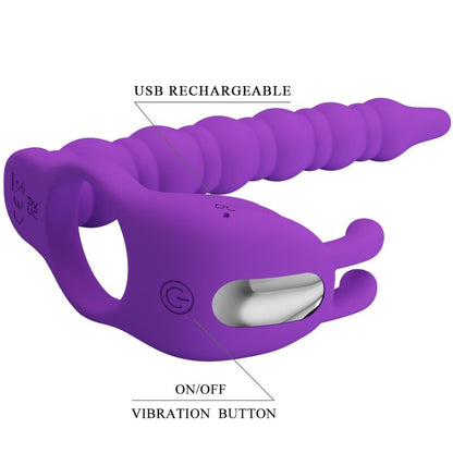 Analni vibrator z obročkom Pretty Love - Blackney, lila