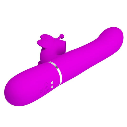 PRETTY LOVE - VEČNAMENSKI ZAJČJI VIBRATOR 4 V 1 METULJČEK FUKSIJA