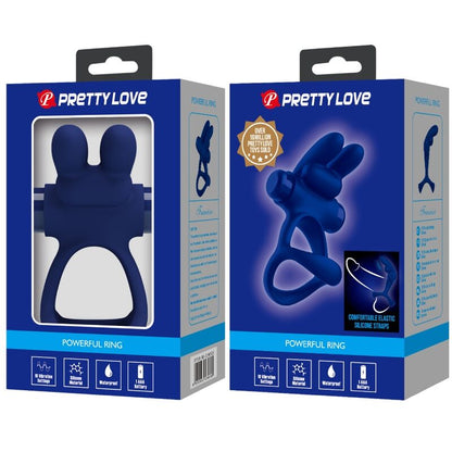 PRETTY LOVE - FRANCISCO DVOJNI VIBRACIJSKI PRSTAN ZAJČEK MODRI