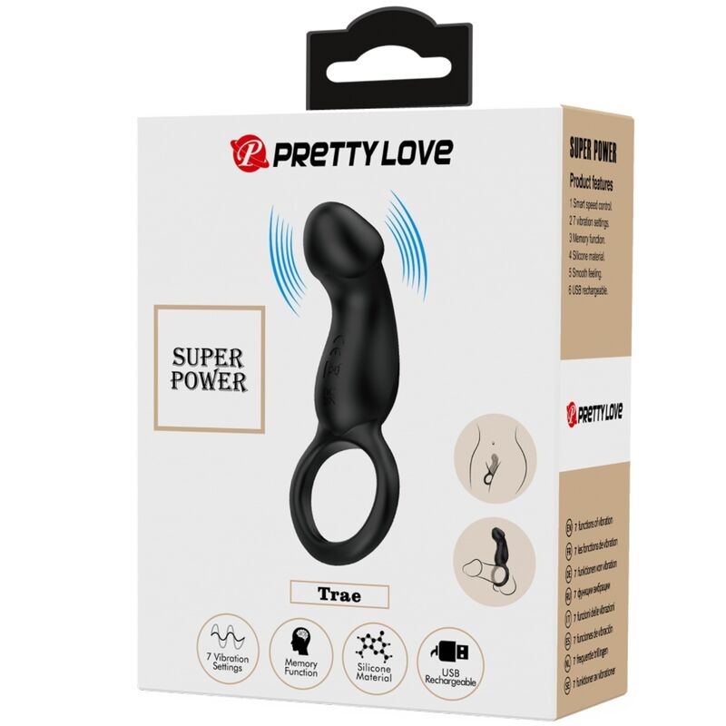 PRETTY LOVE - TRAE VIBRACIJSKI ČRNI PRSTAN S STIMULATORJEM