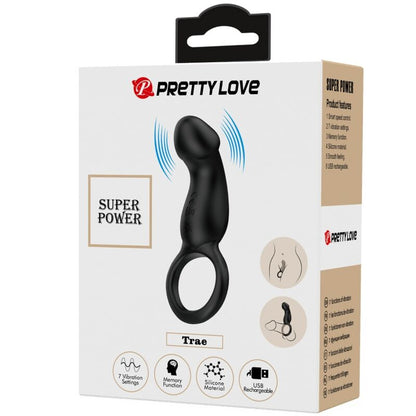 PRETTY LOVE - TRAE VIBRACIJSKI ČRNI PRSTAN S STIMULATORJEM