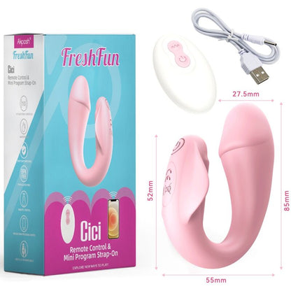 ARMONY - FRESHFUN CICI STAP-ON VIBRATOR DALJINSKI UPRAVLJALNIK IN APLIKACIJA 10 VIBRACIJ ROZA