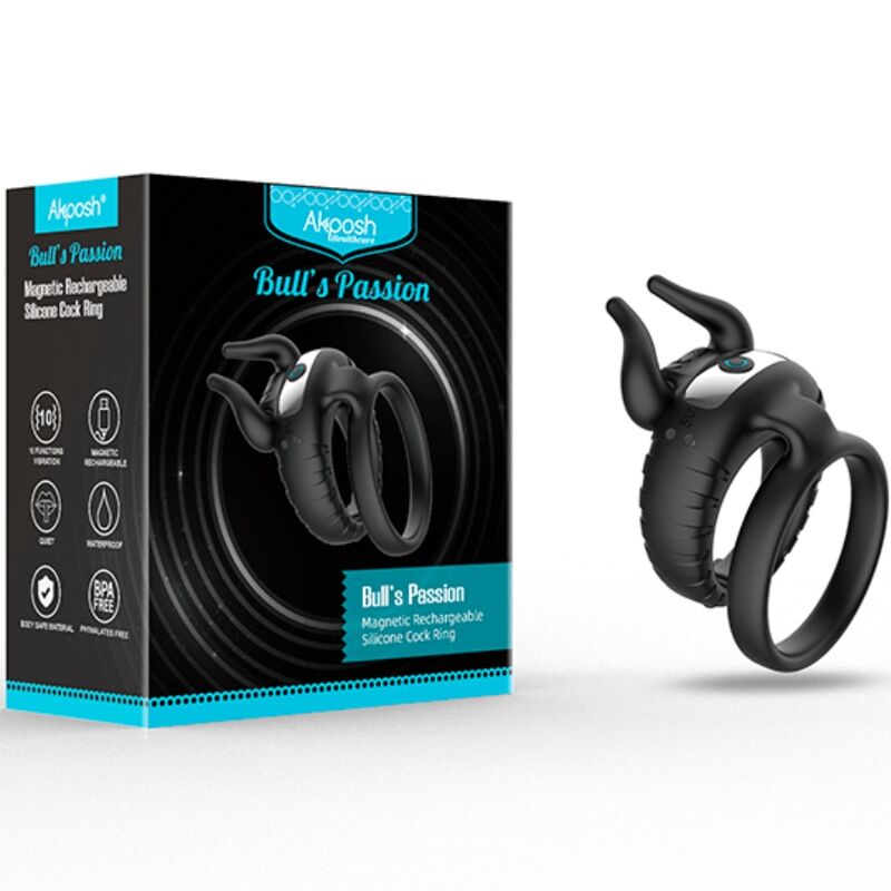 ARMONY - BULL'S PASION RING VIBRATOR 10 HITROSTI ČRNA