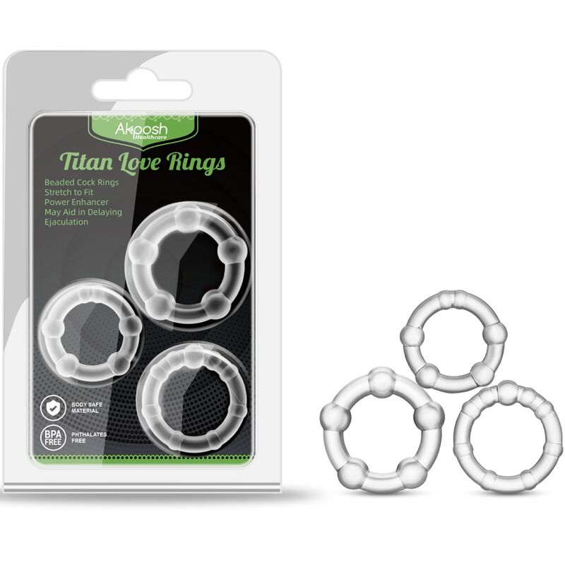 Komplet obročkov za penis Armony - Titan Love Rings, prozorna