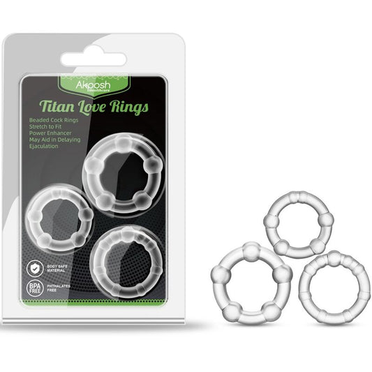 Komplet obročkov za penis Armony - Titan Love Rings, prozorna
