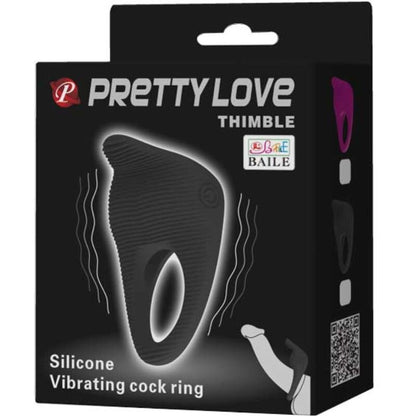 PRETTY LOVE - VIBRACIJSKI OBROČEK ZA NAPRSTNIK ČRN