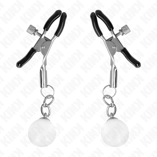 KINK - GLASS BEAD NIPPLE CLAMPS SILVER 6 CM