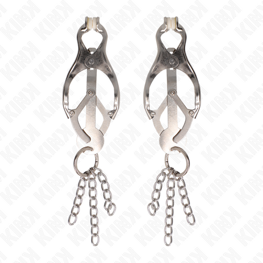 KINK - JAPANESE CLOVER NIPPLE CLAMPS WITH LITTLE CHAINS SILVER