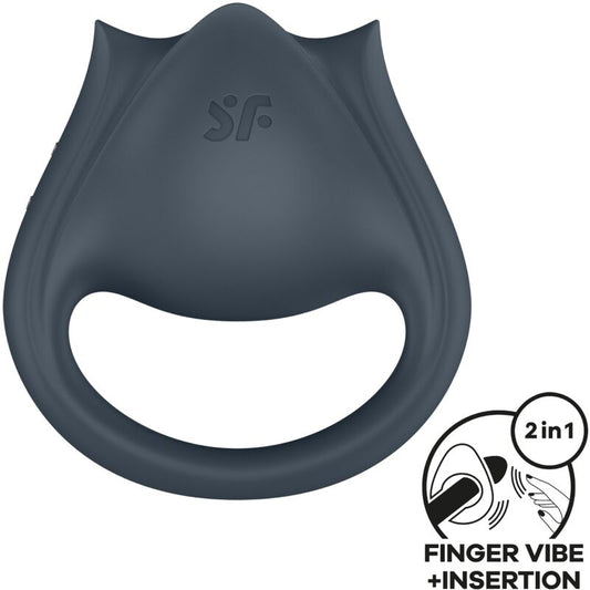 Naprstni vibrator & obroček za penis 2v1 Satisfyer - Perfect Pair 2, siva