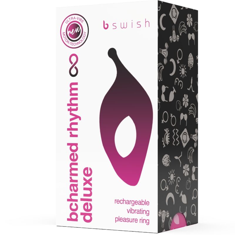 B SWISH - BCHARMED RHYTHM INFINITE DELUXE OBROČEK ZA PENIS 15 VIBRACIJ ČRNA