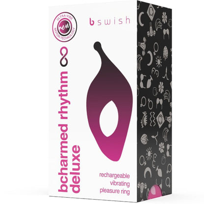 B SWISH - BCHARMED RHYTHM INFINITE DELUXE OBROČEK ZA PENIS 15 VIBRACIJ ČRNA