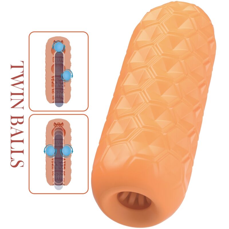 Masturbator s kroglicama Pretty Love Twin Balls, oranžna