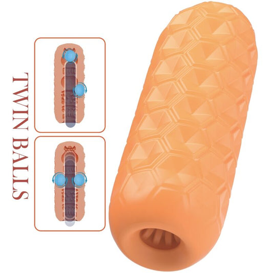 Masturbator s kroglicama Pretty Love Twin Balls, oranžna