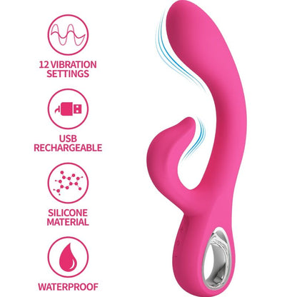 PRETTY LOVE - FRITZ RABBIT VIBRATOR 12 VIBRACIJ ROZA