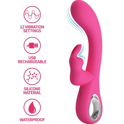 PRETTY LOVE - NOVAK RABBIT VIBRATOR 12 VIBRACIJ ROZA