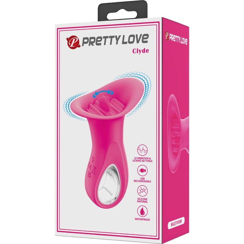 PRETTY LOVE - CLYDE ORALNI VIBRATOR VIBRACIJSKI JEZIK 12 VIBRACIJ ROZA