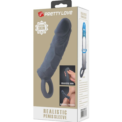 PRETTY LOVE - REALISTIČNA KOŽA PENIS ROKAV TEMNO SIVA