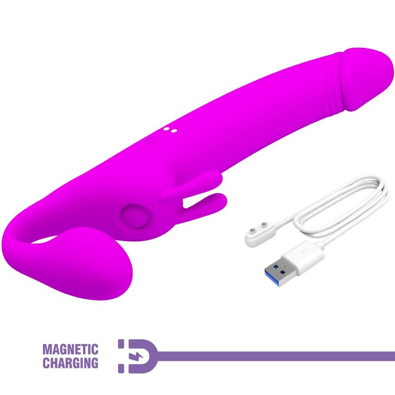 PRETTY LOVE - ZANINI STRAPLESS STRAP-ON 10 VIBRACIJ VIJOLIČNA