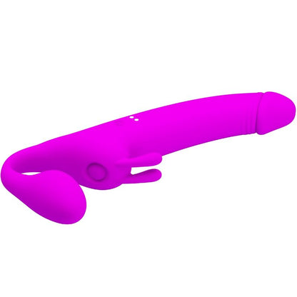 PRETTY LOVE - ZANINI STRAPLESS STRAP-ON 10 VIBRACIJ VIJOLIČNA