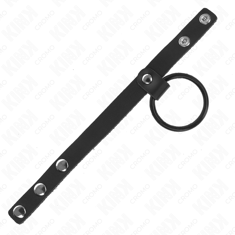 KINK - SILIKONSKI OBROČEK ZA PENIS 3,8 CM IN USNJENI DELILNIK ZA KROGLICE 22 X 1,5 CM