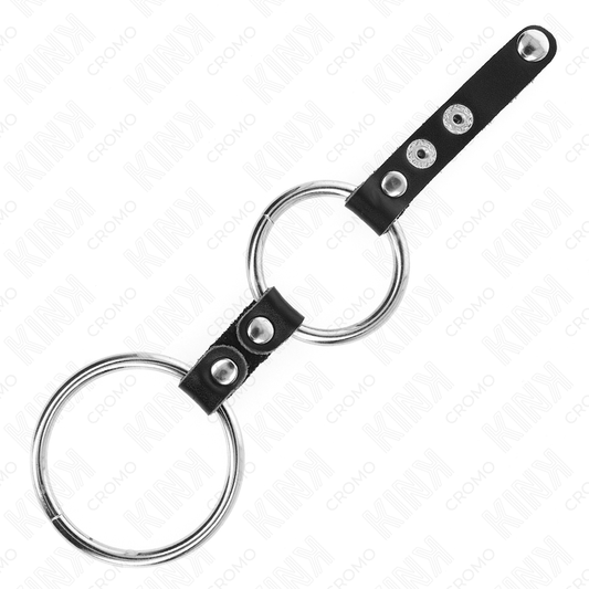 KINK - DVOJNI OBROČEK ZA PENIS 3,8 CM DO 5 CM, POVEZAN Z USNJEM