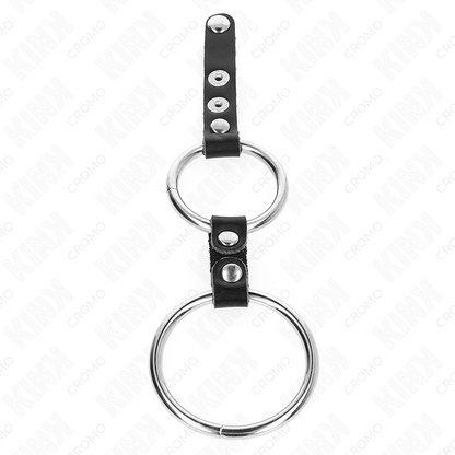 KINK - DVOJNI OBROČEK ZA PENIS 3,8 CM DO 5 CM, POVEZAN Z USNJEM