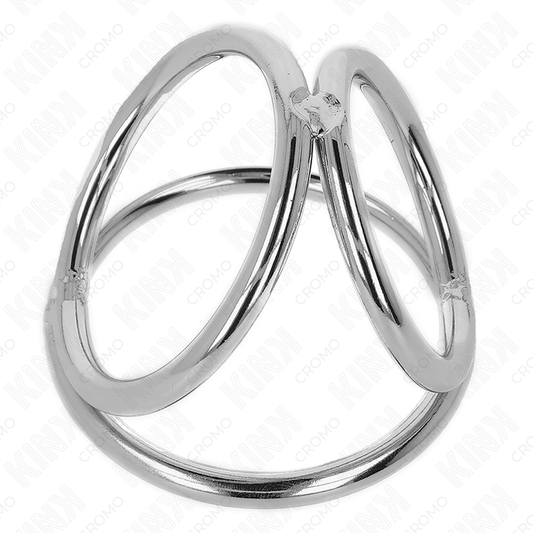 KINK - TROJNI KROMIRANI KOVINSKI OBROČEK ZA PENIS OD 3,8 CM DO 5 CM MODEL 2