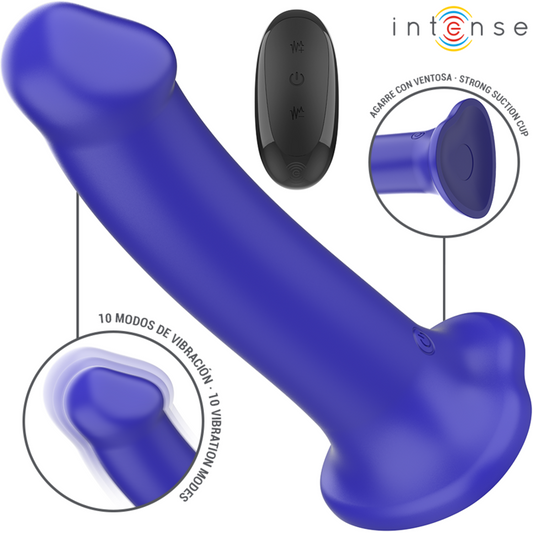 INTENZIVEN - VIBRATOR VICTORIA S PRISESKOM 10 VIBRACIJ TEMNO MODRA DALJINSKI UPRAVLJALNIK