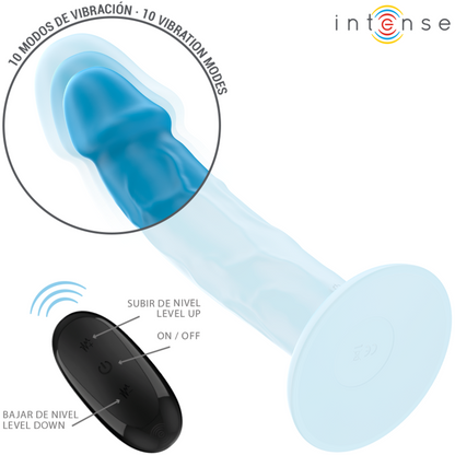 INTENZIVEN - PHOEBE REALISTIČNI VIBRATOR 10 VIBRACIJ MODRI DALJINSKI UPRAVLJALNIK