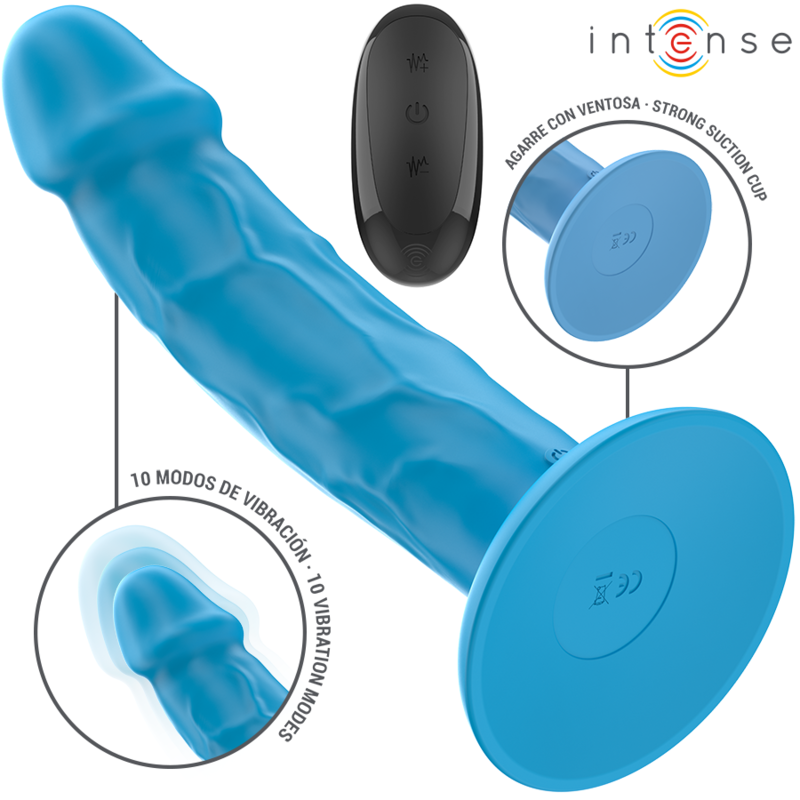 INTENZIVEN - PHOEBE REALISTIČNI VIBRATOR 10 VIBRACIJ MODRI DALJINSKI UPRAVLJALNIK