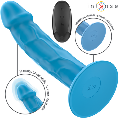 INTENZIVEN - PHOEBE REALISTIČNI VIBRATOR 10 VIBRACIJ MODRI DALJINSKI UPRAVLJALNIK