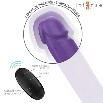 INTENZIVEN - GUNTER DILDO DVOJNI VIBRATOR 40 CM VIJOLIČNI DALJINSKI UPRAVLJALNIK