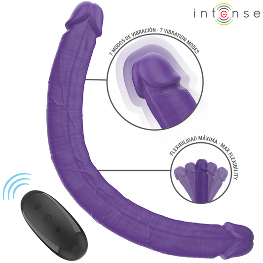INTENZIVEN - GUNTER DILDO DVOJNI VIBRATOR 40 CM VIJOLIČNI DALJINSKI UPRAVLJALNIK