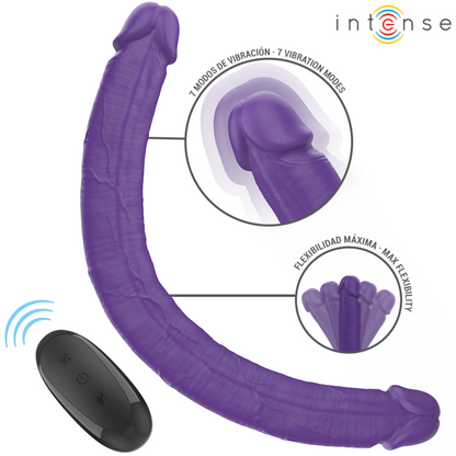INTENZIVEN - GUNTER DILDO DVOJNI VIBRATOR 40 CM VIJOLIČNI DALJINSKI UPRAVLJALNIK