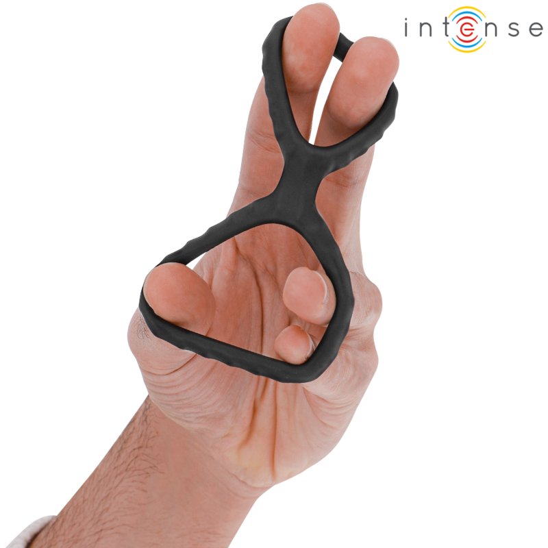 INTENZIVEN - DEWEY DVOJNI SILIKONSKI OBROČEK ZA PENIS ČRN MODEL 2