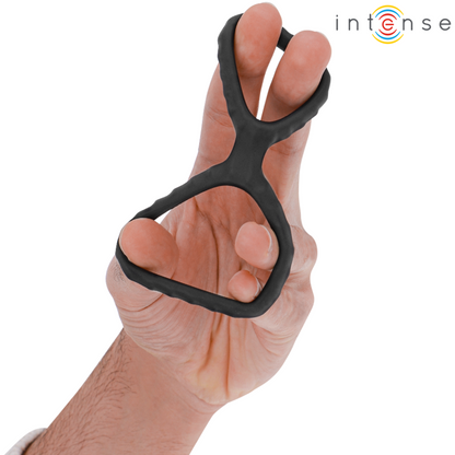 INTENZIVEN - DEWEY DVOJNI SILIKONSKI OBROČEK ZA PENIS ČRN MODEL 2