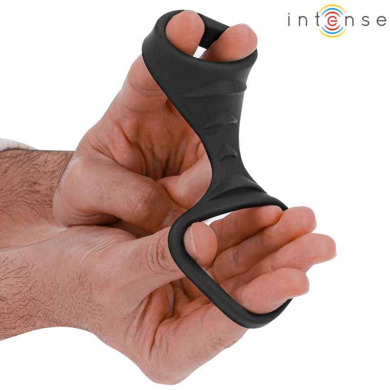INTENZIVEN - THEO DVOJNI SILIKONSKI OBROČEK ZA PENIS ČRN MODEL 3